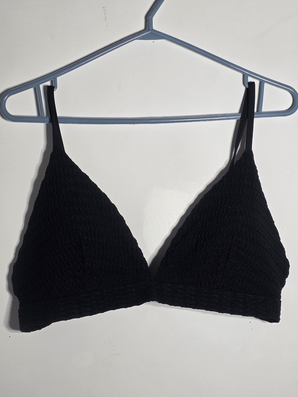 H&M Black Bikini Top - Textured Triangle Swim Top - Adjustable Straps 14